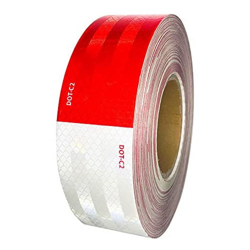 Dot-C2 Red/White Reflective Safety Tape,Conspicuity Tape,2 Inch x 75 Ft - for Vehicles,Trailers,Boats,Signs