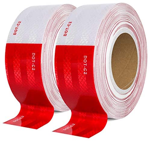 DOT-C2 Reflective Safety Tape 2 Inch x 200 Feet Red/White Conspicuity Tape for Vehicles, Trailers, Boats, Signs (200 FT)