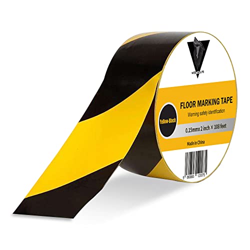 WestWolf Safety Tape 2 inch 108 feet u2013Sturdy,Vivid Black and Yellow, Warning Tape for Marking Construction Sites and Hazardous Areas