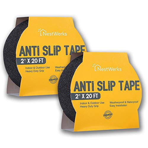Anti Slip Tape - Heavy Duty Grip Tape Roll and High Traction Non Slip Tape for Outdoor and Indoor Stairs and Steps. Easy to Apply Safety Non Skid Tape - 2 x 20