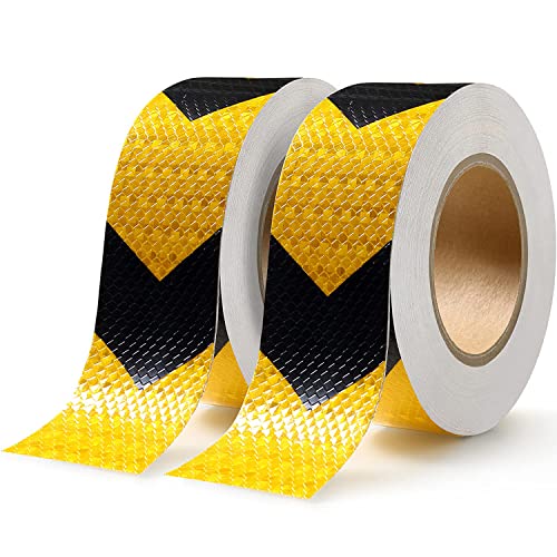 LEORAY Reflective Tape 2 X 200Feet High Visibility Black & Yellow Industrial Warning Safety Adhesive Tape