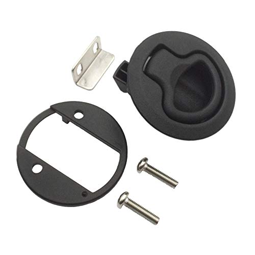 Slam Latch Hatch Round Pull Latch (OWACH AL-958-1) for Boat Deck RV Cabinet Door Drawers Replace Southco M1-61 Push-to-Close (Black, 1/4" Door, Non-Locking)