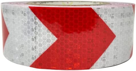 [ALL STAR TRUCK PARTS] Red Arrow Reflective Tape, 2 Hazard Warning Tape Waterproof - High Intensity Reflector Conspicuity Safety Tape Strong Adhesive Crystal Lattice Red White Arrow (2 IN x 30 FT)