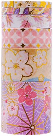 WINOMO 마스킹 테이프 미니 마스킹 테이프홍 라인 귀여운 디자인 선물 포장 DIY공예품 노트의 장식으로 쓸만한다 (6권)