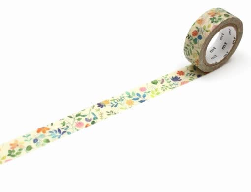 카모이 가공지 mtex 수채화 꽃무늬 마스킹 테이프