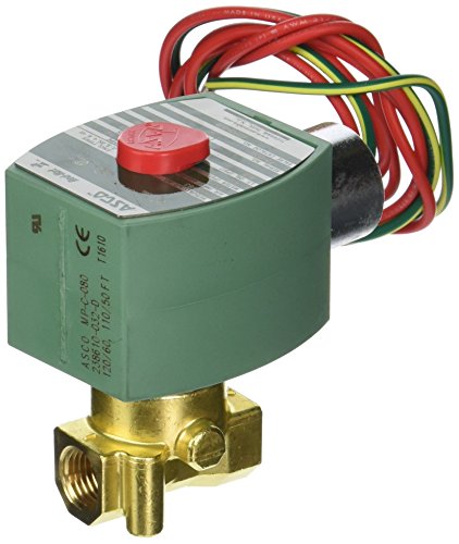 ASCO 8262H090-24/DC Brass Body Direct Acting General Service Solenoid Valve, 1/4 Pipe Size, 2-Way Normally Closed, Nitrile Butylene Sealing, 9/32 Orifice, 0.88 Cv Flow, 24V/DC