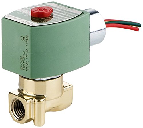 ASCO 8262H020-120/60,110/50 Brass Body Direct Acting General Service Solenoid Valve, 1/4 Pipe Size, 2-Way Normally Closed, Nitrile Butylene Sealing, 370 psi Maximum Air Operating Pressure, 3/32 Orif