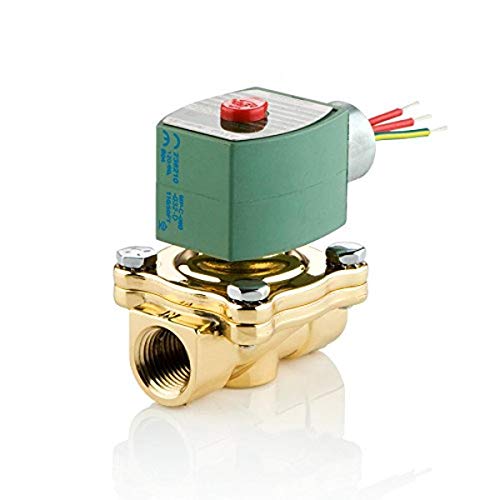 Asco 20058 8210G002-24/60 Brass Body Pilot Operated General Service Solenoid Valve, 1/2 Pipe Size, 2-Way Normally Closed, Nitrile Butylene Sealing, 5/8 Orifice, 4 Cv Flow, 24V/60 Hz