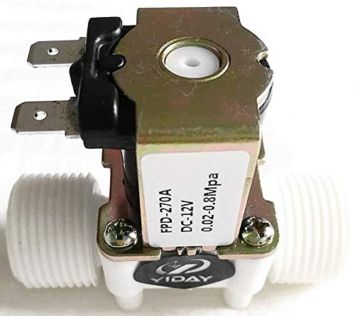 YIDAY DC12V 2-Way Normally Closed Valve Plastic Electric Solenoid Valves for Air Water (3/4 Inches)