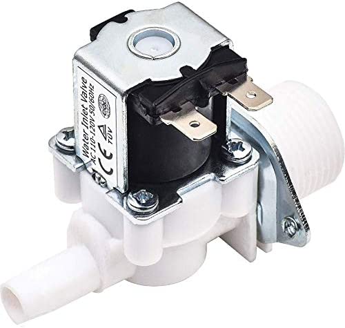 Beduan Water Solenoid Valve, AC 110V 1/2 Male to 3/8 Water Flow Control Valve Washing Machine Replacement Part Normally Closed