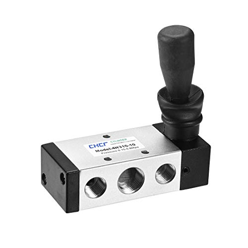 uxcell 2 Position 5 Way 3/8인치 PT,Manual Hand Pull Solenoid Valve,Pneumatic Air Lever Operated Valve