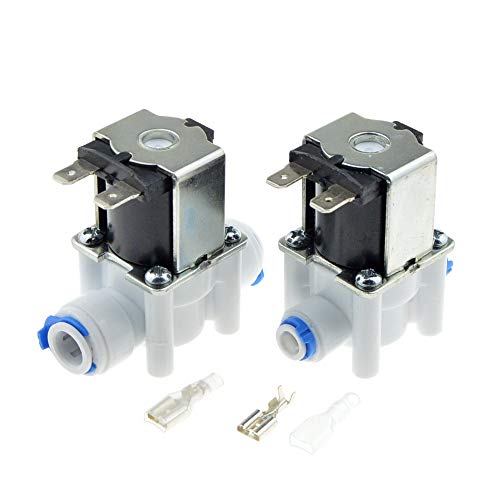 Fincos Electric Plastic Solenoid Valve 12V 24V 220V Normal Closed 1/4 3/8 Hose Pipe Quick Conntection RO Water Reverse Osmosis System - (Specification: 3/8, Voltage: AC 110V)