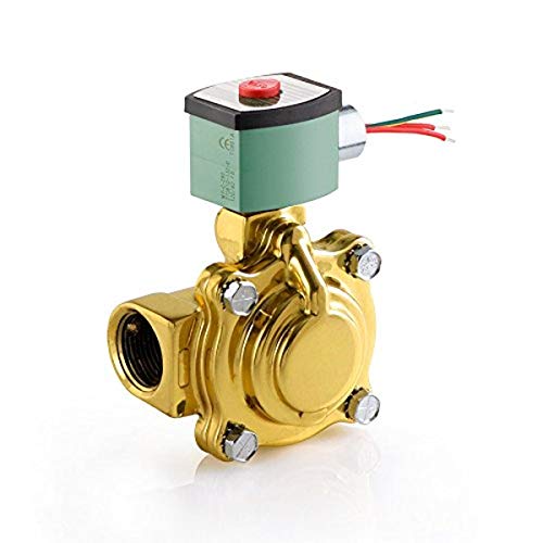 ASCO 8210G004-24/DC Brass Body Pilot Operated General Service Solenoid Valve, 1 Pipe Size, 2-Way Normally Closed, Nitrile Butylene Sealing, 1 Orifice, 13 Cv Flow, 24V/DC