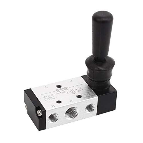 SNS 4H210-N08 1/4 NPT Aluminium Alloy Hand Valve 5 Way 2 Position Electric Solenoid Manual Controlled Direct Acting Type