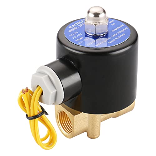 Baomain 3/8 inch Brass Electric Solenoid Valve Water Air Fuels N/C Valve AC 110V