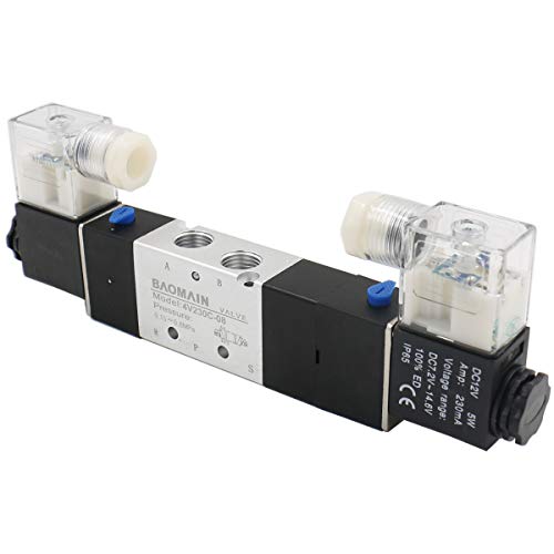 Baomain Pneumatic Solenoid Air Valve 4V230C-08 DC 12V 5 Way 3 Position PT1/4" Internally Piloted Acting Type Double Electrical 컨트롤 Midst Closed