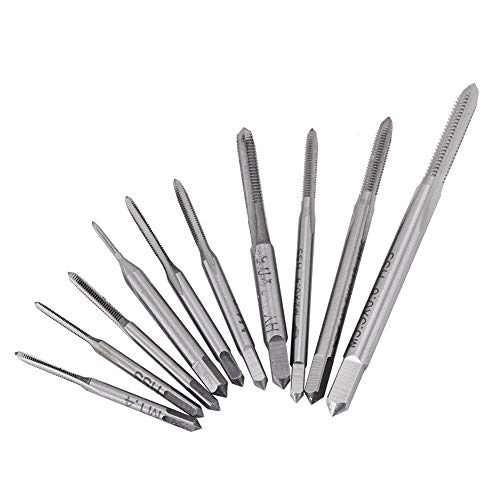 10 PCS Mini Machine Hand Taps Set, M1 to M3.5 Straight Fluted Hand Screw Thread Wire Tapping Hand Tool Kit