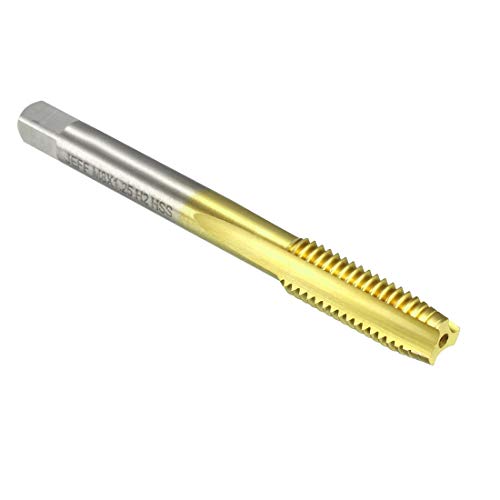 uxcell Metric Machine Tap M8 x 1.25mm H2 HSS Ti-coated 3 Straight Flutes Thread Tapping DIY Tool