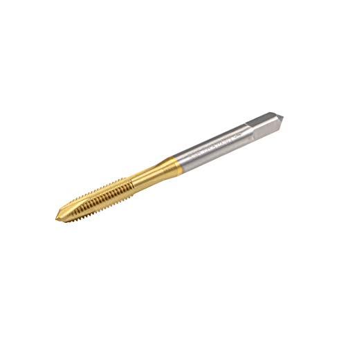 uxcell Spiral Point Plug Threading Tap M5 x 0.8 Thread, Ground Threads H2 3 Flutes, High Speed Steel HSS 6542, Titanium Coated, Round Shank with Square End