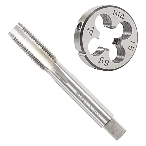 Aceteel M12 x 1.25 Metric Tap and Die Set, M12 X 1.25mm HSS Machine Thread Tap and M12 X 1.25mm Alloy Tool Steel Round Thread Die Right Hand