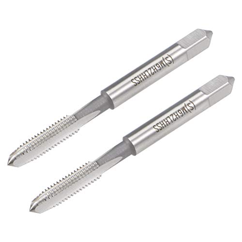 uxcell Metric Machine Tap Left M6 Thread 1 Pitch H2 Accuracy 3 Flutes High Speed Steel 2pcs
