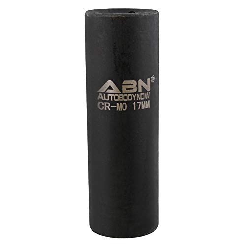 ABN 1/2 Inch Drive 17mm Socket - Deep Impact Metric Sockets 1-Pack, 6 Point CR-MO Metric Deep Socket Impact Sockets 1pk