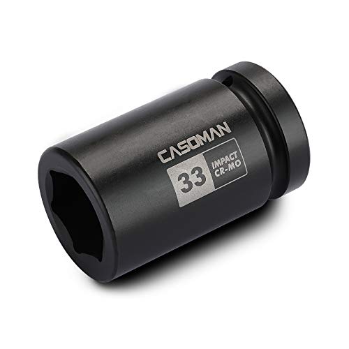 CASOMAN 1-Inch Drive x 33 mm 딥 6 PT Impact Socket Metric CR-MO 1
