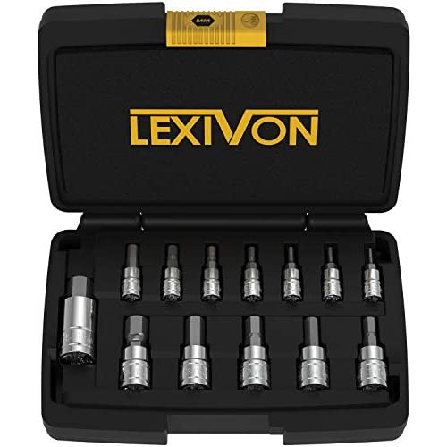 LEXIVON HEX Bit Socket Set, Premium S2 Alloy Steel | 13-Piece Metric 2mm - 14mm Set | Enhanced Storage Case (LX-141)