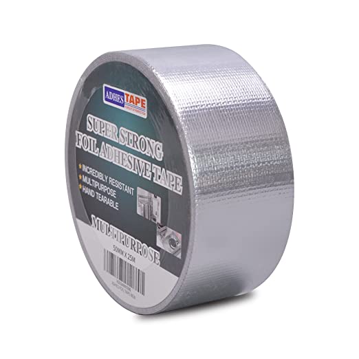 ADHES 알루미늄 유리 크로스 테이프 금속테이프 유리섬유 알루미늄박테이프 스테인레스테이프 내열 방수 찢어지지않는 실버 50mmx25m