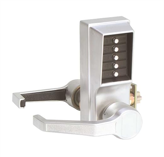 Kaba Access Control LL1011-26D-41 Simplex Access Control Lock, 1 3/8" to 2 1/4" Lever Handle, Dull Chrome