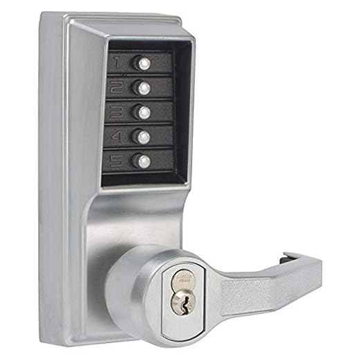 Kaba Simplex L1000 Series Metal Mechanical Pushbutton Cylindrical Lock with Lever,13mm Throw Latch, 70mm Backset, R/C Schlage, Core Not Included