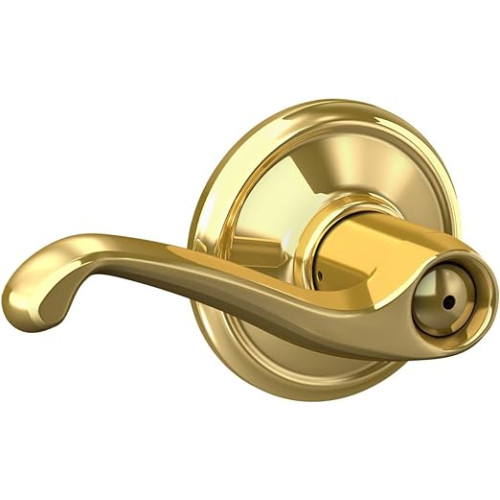 Schlage F40 V FLA 605 Flair Door Lever, Bed & Bath Privacy Lock, Bright Brass