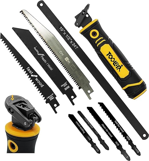 TOOLAN: 8-In-1 Multi Blades Hand Saw, Drywall Cutter Saw. Hackwaw. Long Blade Hand Saw For Cut, Sheetrock, Wood, Metel, Plastic, Plywood. Portable Hand Saw
