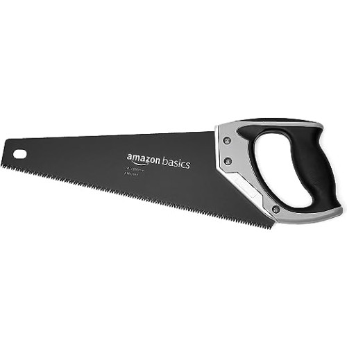 Amazon Basics SharpTooth Handsaw - SK5 Steel With Teflon Coated with Aluminium Enhanced Handle, 9-Point (14-inch)