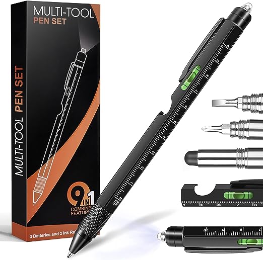Gifts for Men, Dad from Daughter Son, Stocking Stuffers Men Adults, 9 in 1 Multitool Pen, Cool Gadgets Mens Christmas, Valentines Day Him Boyfriend Husband