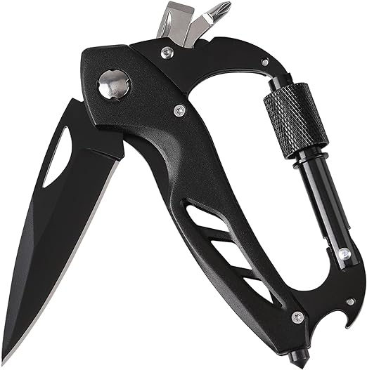 CATO Multitool Carabiner with Folding Pocket Knife,EDC Carabiner Keychain with Tactical Knife, Bottle Opener, Window Breaker and Screwdriver for Men,Survival Gear for Outdoor Camping Hiking