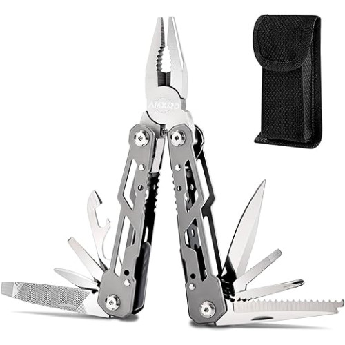 Multitool Plier, 15-in-1 Stainless Steel Folding Pocket Knife, Multi Tool with Nylon Sheath, Perfect for Outdoor, Survival, Camping, Hiking, Simple Repair, Gift Men, Dad, Husband