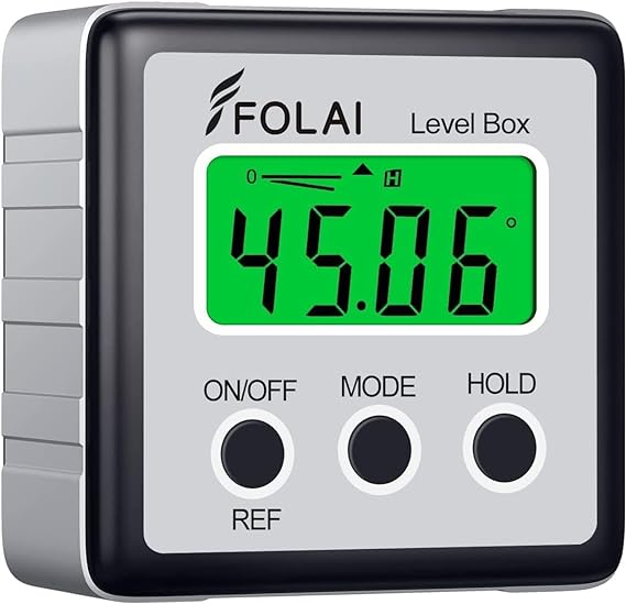 FOLAI 디지털 각도계 앵글미터 레벨박스 수평기 LCD 백라이트 부착 강력 자석 부착 소형 각도계 경사계 알루미늄 합금제